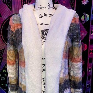 Hooded, Multi-colored, Sweater/Cardigan, Size M
